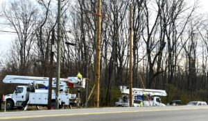 Update from March 21st, 2024, showcasing the initiation of new power pole installations on 96th Street by the City of Carmel Public Works.